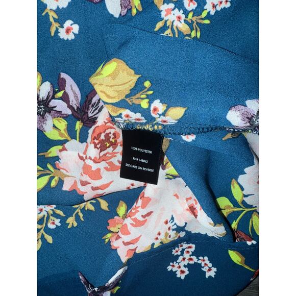 Women’s Torrid Tulip Sleeve Blouse Georgette Floral Navy Size 1 - Picture 5 of 6